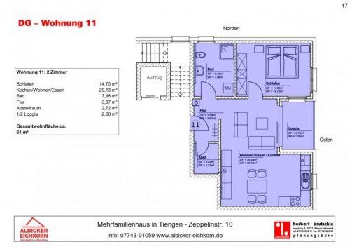 Waldshut-Tiengen 2-Zimmer Wohnung 2 Zi. DG mit Loggia ca. 61 m² - Wohnung 11 - Zeppelinstr. 10, 79761 Waldshut-Tiengen - Neubau Wohnung kaufen