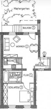 Chemnitz Wohnungen im Erdgeschoss Großzügige 2-Zimmer mit Balkon, kleinem Garten, Wanne und Laminat in guter Lage! Wohnung mieten