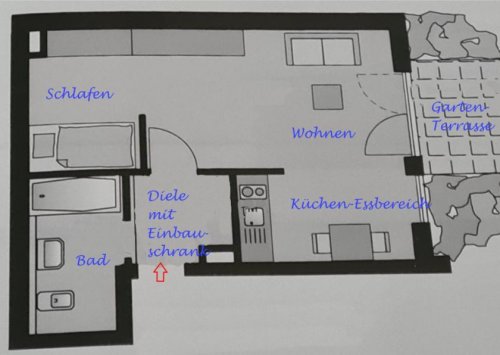 Mainz Schicke 1,5 Zi-Single-Wohnung im EG (nicht barrierefrei), Pantryküche, Keller, Garten, Garage!! Wohnung mieten