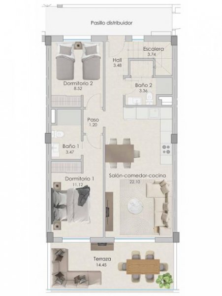 Felixsee Penthouse-Wohnungen mit 2 Schlafzimmern, 2 Bädern, Vorinstallation Klimaanlage, Kfz-Stellplatz, Meerblick und Gemeinschaftspool