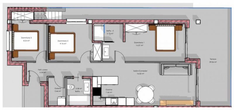 Guardamar del Segura Penthouse-Wohnungen mit 3 Schlafzimmern, 2 Bädern und Dachterrasse in abgeschlossener Anlage mit Gemeinschaftspool und Spa