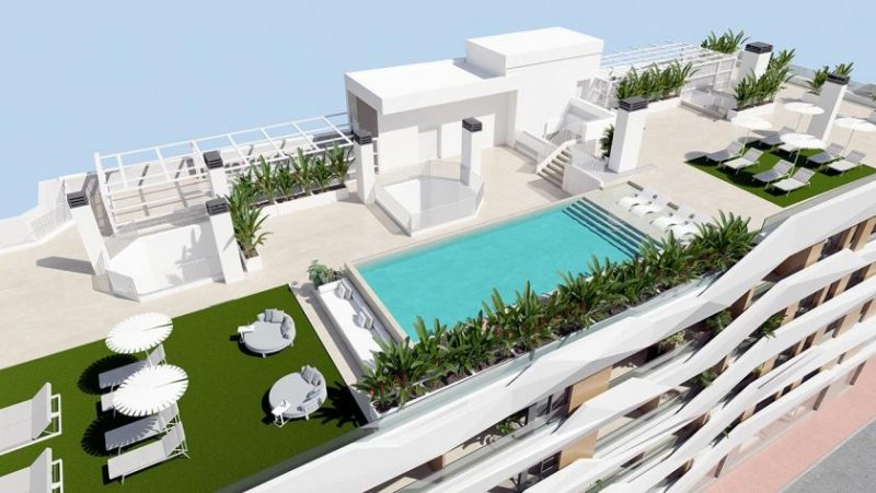Guardamar del Segura Wohnungen mit 2 Schlafzimmern, 2 Badezimmern, Klimaanlage, optionalem Tiefgaragenstellplatz und Gemeinschaftspool nur 100 m vom