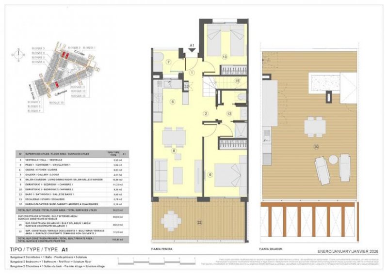 Torrevieja Obergeschoss-Wohnungen mit 2 Schlafzimmern, 1 - 2 Bädern, Dachterrasse, Tiefgaragenstellplatz, Gemeinschaftspools und beheizten