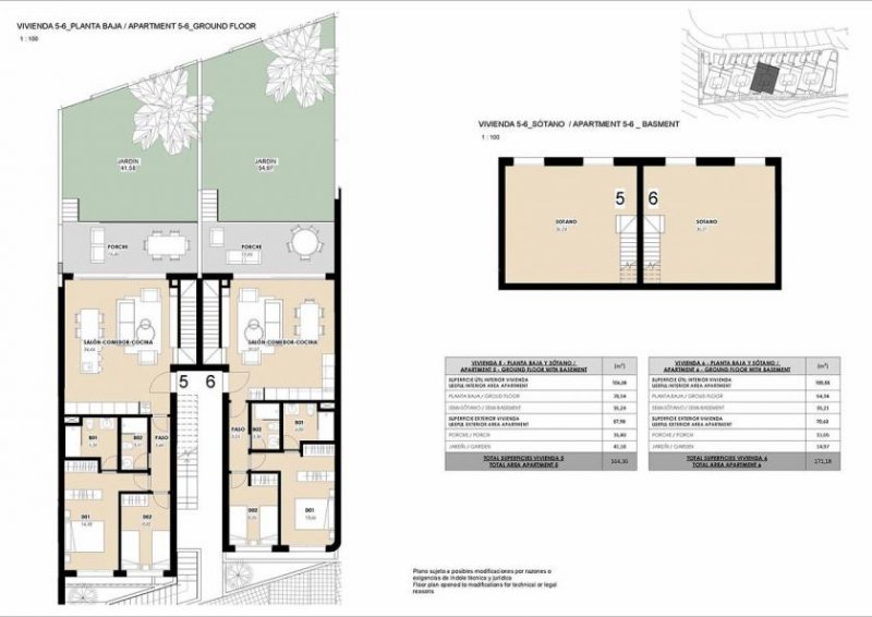 La Mata Erdgeschoss-Wohnungen mit 2 Schlafzimmern, 2 Bädern, Klimaanlage, Tiefgaragenstellplatz, Meerblick und Gemeinschaftspool nur m