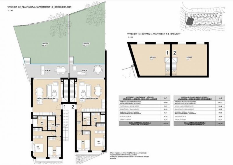 La Mata Erdgeschoss-Wohnungen mit 2 Schlafzimmern, 2 Bädern, Klimaanlage, Tiefgaragenstellplatz, Meerblick und Gemeinschaftspool nur m