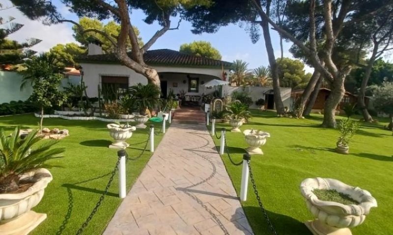 Orihuela Costa Spektakuläre Villa im mediterranen Stil mit 3 Schlafzimmern, 3 Bädern und Privatpool in Dehesa de Campoamor nur 950 m vom Haus