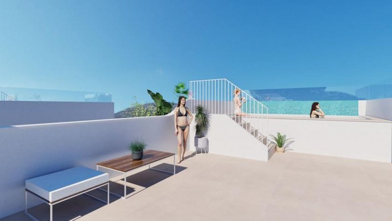 Torre de la Horadada Obergeschoss-Wohnungen mit 2 Schlafzimmern, 2 Bädern, Dachterrasse, Tiefgaragenstellplatz und Gemeinschaftspool nur 200 m vom