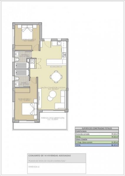 Entrenaranjos Obergeschoss-Wohnungen mit 2 Schlafzimmern, 2 Bädern, Dachterrasse, Vorinstallation Klimaanlage, Fußbodenheizung in Bädern