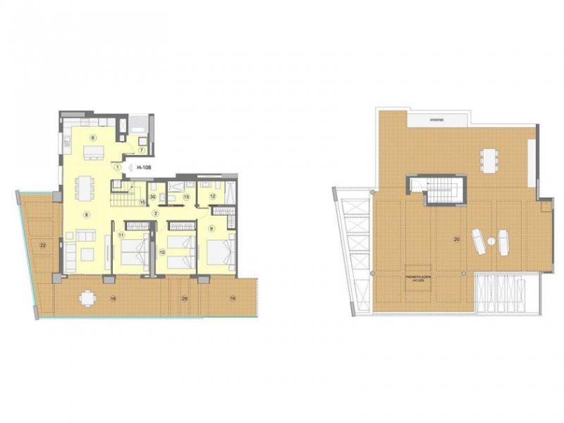 Benidorm Penthouse-Wohnungen mit 3 Schlafzimmern, 2 Bädern, Gäste-WC, Klimaanlage, Fußbodenheizung, Kfz-Stellplatz und Meerblick nur 1