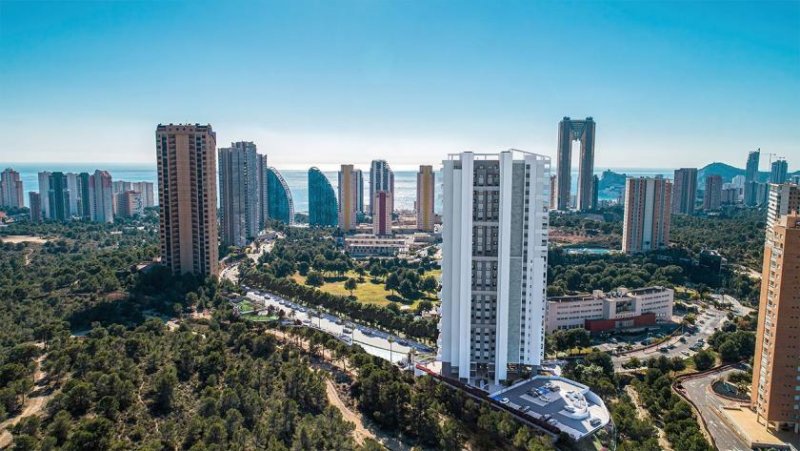 Benidorm Wohnungen mit 2 Schlafzimmern, 2 Bädern, Klimaanlage, Fußbodenheizung in Bädern, Kfz-Stellplatz und Meerblick Wohnung kaufen