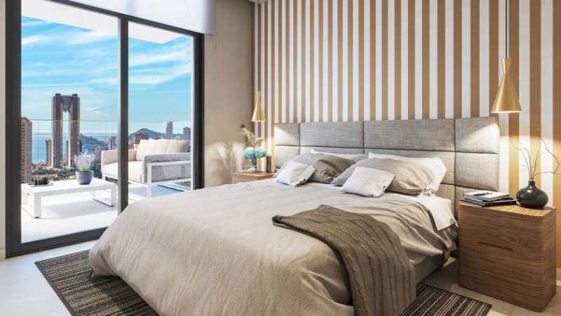 Benidorm Wohnungen mit 2 Schlafzimmern, 2 Bädern, Klimaanlage, Fußbodenheizung in Bädern, Kfz-Stellplatz und Meerblick Wohnung kaufen
