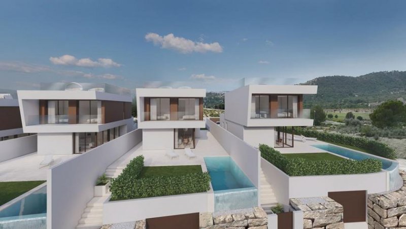 Finestrat Exklusive Villen mit 3 Schlafzimmern, 3 Bädern, Gäste-WC, Keller, Privatpool und Dachterrasse mit Meerblick in wunderschöner