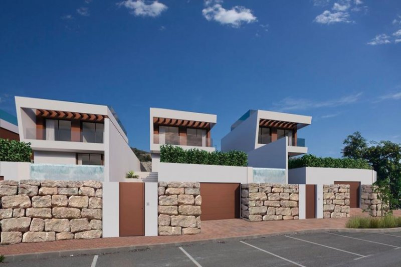 Finestrat Exklusive Villen mit 3 Schlafzimmern, 3 Bädern, Gäste-WC, Keller, Privatpool und Dachterrasse mit Meerblick in wunderschöner