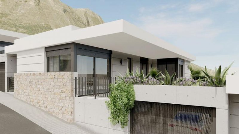 Polop Villen mit 3 Schlafzimmern, 2 Bädern, Klimaanlage, Gemeinschaftspool, Dachterrasse und Garage Haus kaufen