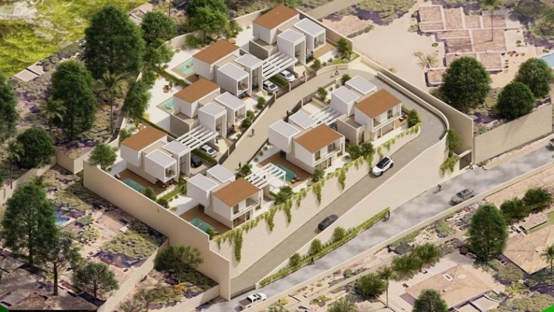 La Nucía Villen mit 3 Schlafzimmern, 3 Bädern, Klimaanlage, Einbauküchen mit Elektrogeräten, Meerblick, Privatpool und Kfz-Stellplatz