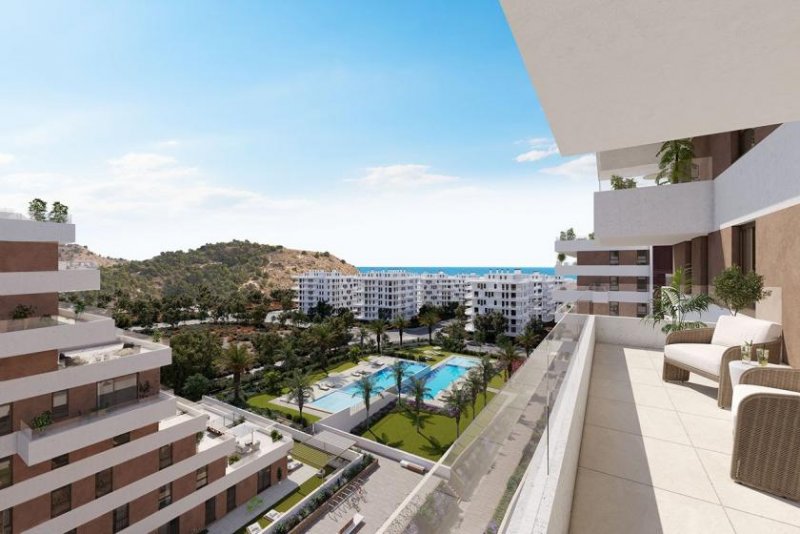 Villajoyosa Appartements mit 2 Schlafzimmern, 2 Bädern, Klimaanlage, Fußbodenheizung in Bädern, Tiefgaragenstellplatz und nur 500 m vom