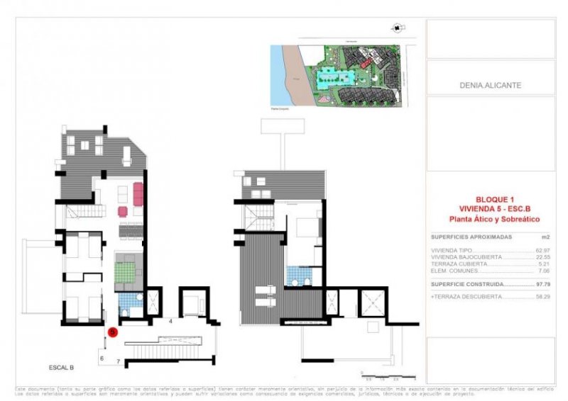 Denia Maisonette-Wohnungen mit 3 Schlafzimmern, 2 Bädern und Meerblick in abgeschlossener Anlage mit Gemeinschaftspool direkt am