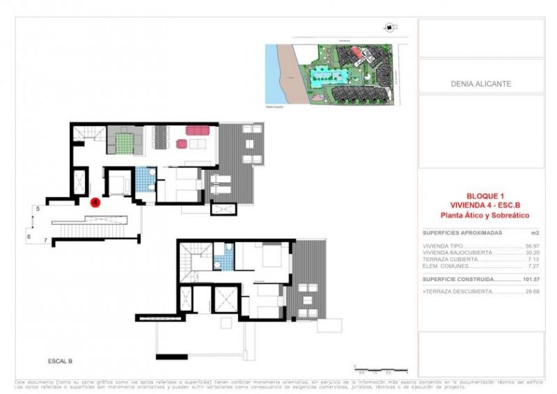 Denia Maisonette-Wohnungen mit 3 Schlafzimmern, 2 Bädern und Meerblick in abgeschlossener Anlage mit Gemeinschaftspool direkt am