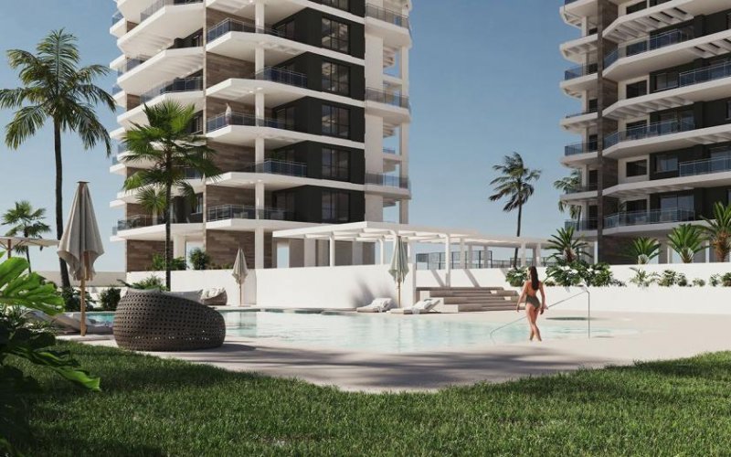Calpe Appartements mit 2 Schlafzimmern, 2 Badezimmern, Klimaanlage, Tiefgaragenstellplatz, Gemeinschaftspool und Meerblick nur 200 m