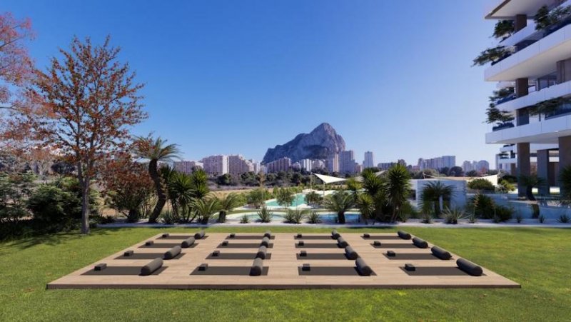 Calpe Luxus-Wohnungen mit 2 Schlafzimmern, 2 Bädern und Meerblick in exklusiver Anlage mit Außenpools und Wellness-Bereich nur 900 m