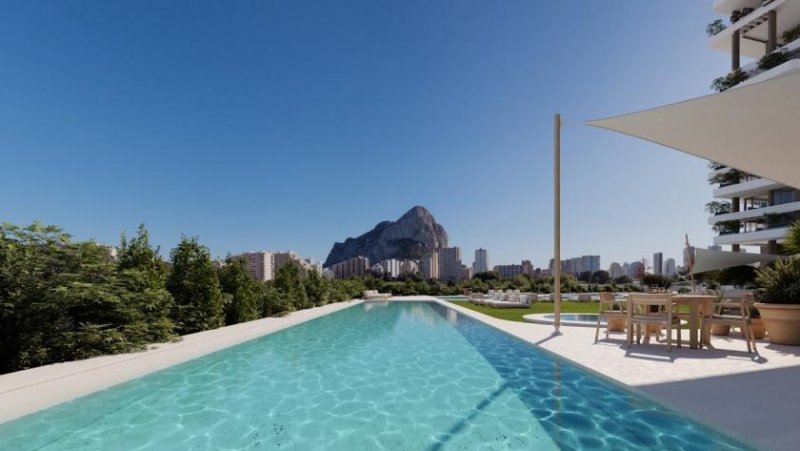 Calpe Luxus-Wohnungen mit 2 Schlafzimmern, 2 Bädern und Meerblick in exklusiver Anlage mit Außenpools und Wellness-Bereich nur 900 m