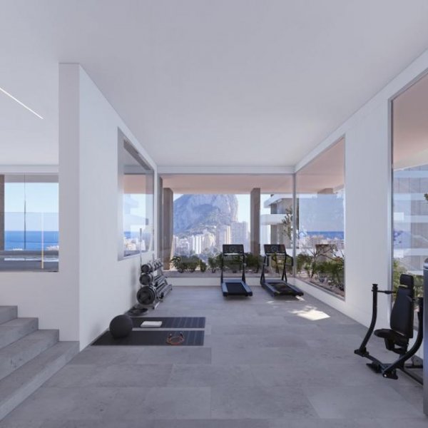 Calpe Luxus-Wohnungen mit 2 Schlafzimmern, 2 Bädern und Meerblick in exklusiver Anlage mit Außenpools und Wellness-Bereich nur 900 m