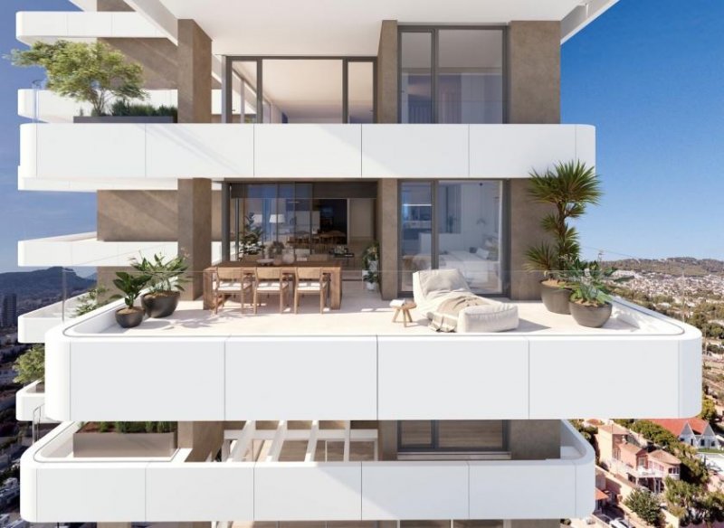 Calpe Luxus-Wohnungen mit 2 Schlafzimmern, 2 Bädern und Meerblick in exklusiver Anlage mit Außenpools und Wellness-Bereich nur 900 m