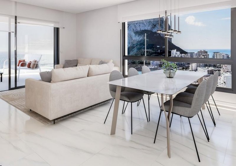 Calpe Maisonette-Wohnungen mit 3 Schlafzimmern, 3 Bädern, Klimaanlage, Fußbodenheizung in Bädern, Kfz-Stellplatz und Meerblick in