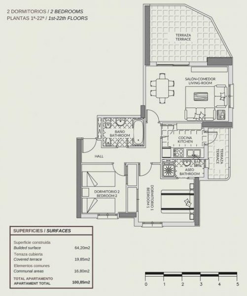 Calpe Möblierte Wohnungen mit 2 Schlafzimmern, 2 Bädern, Gemeinschaftspool und Meerblick nur 500 m vom Strand Wohnung kaufen