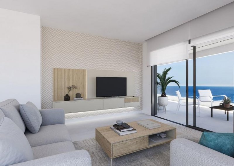 Calpe Wohnungen mit 1 Schlafzimmer, 1 Bad, Klimaanlage, Fußbodenheizung in Bädern, Kfz-Stellplatz und Meerblick in erster Linie am