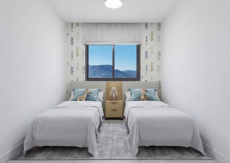 Calpe Wohnungen mit 2 Schlafzimmern, 2 Bädern, Klimaanlage, Fußbodenheizung in Bädern, Kfz-Stellplatz und Meerblick in erster Linie