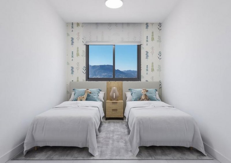 Calpe Wohnungen mit 2 Schlafzimmern, 2 Bädern, Klimaanlage, Fußbodenheizung in Bädern, Kfz-Stellplatz und Meerblick in erster Linie