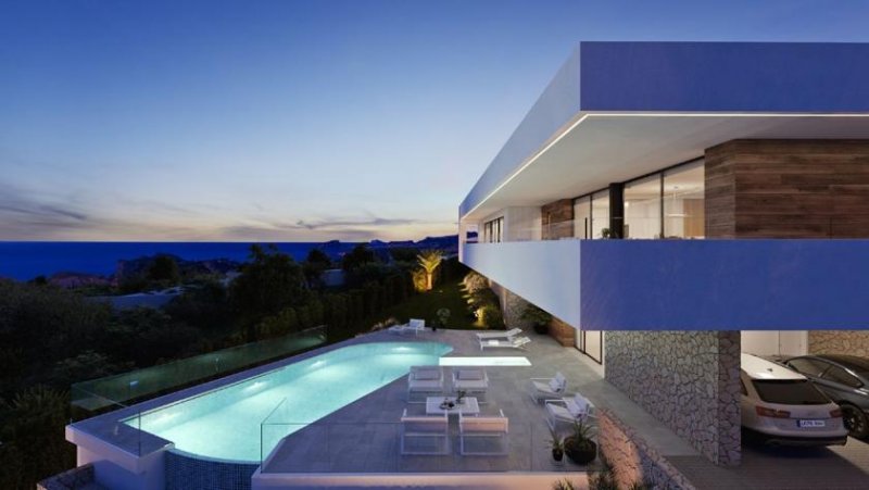 Cumbre del Sol Luxusvilla mit 3 Schlafzimmern, 2 Bädern, 2 Gäste-WC, Untergeschoss, Klimaanlage, Fußbodenheizung, Privatpool und Meerblick