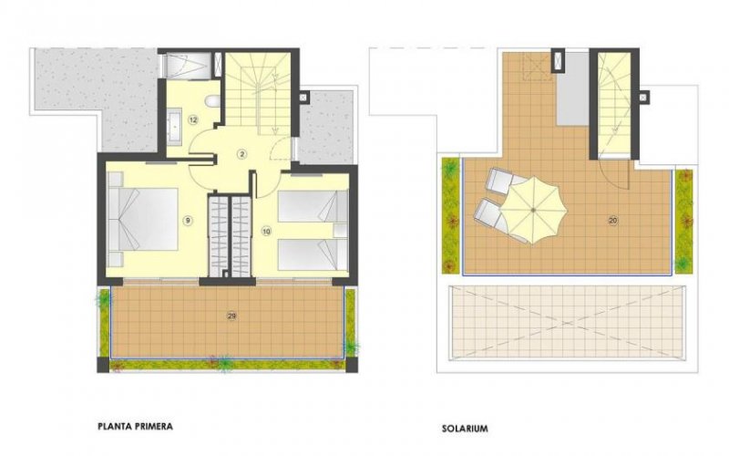 San Juan de los Terreros Doppelhaushälften mit 2 Schlafzimmern, 2 Bädern, Keller, Dachterrasse mit Meerblick und optionalem Privatpool nur 400 m vom