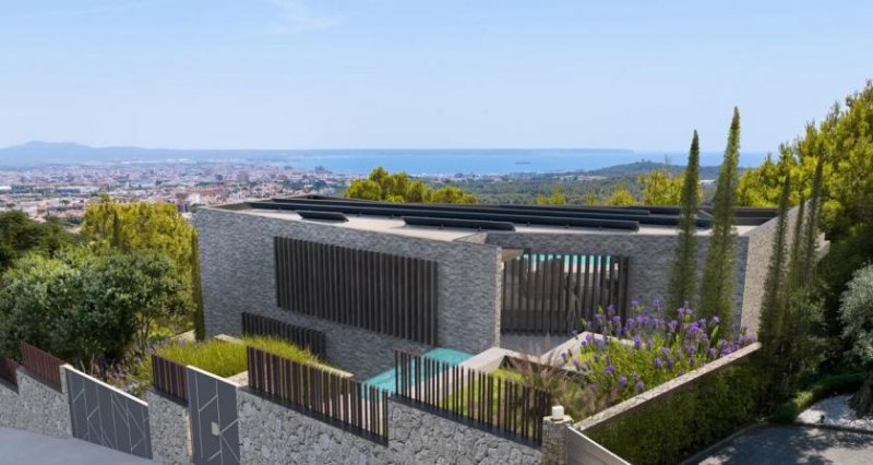 Palma De Mallorca Exklusives Baugrundstück mit genehmigtem Villenprojekt und Panoramameerblick in Son Vida Grundstück kaufen