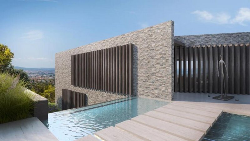 Palma De Mallorca Exklusives Baugrundstück mit genehmigtem Villenprojekt und Panoramameerblick in Son Vida Grundstück kaufen