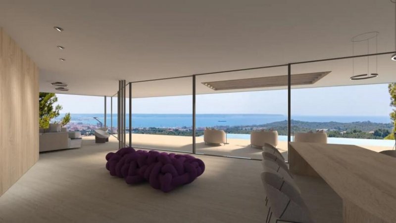 Palma De Mallorca Exklusives Baugrundstück mit genehmigtem Villenprojekt und Panoramameerblick in Son Vida Grundstück kaufen