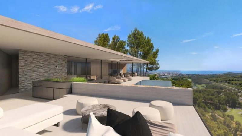 Palma De Mallorca Exklusives Baugrundstück mit genehmigtem Villenprojekt und Panoramameerblick in Son Vida Grundstück kaufen