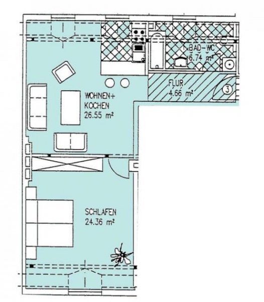Zwickau Vermietete 2-Raumwohnung mit Einbauküche; Innenstadtlage! Wohnung kaufen