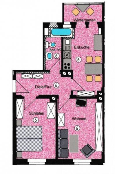 Zwickau Vermietete 2-Raumwohnung mit Wintergarten in Zwickau! Wohnung kaufen