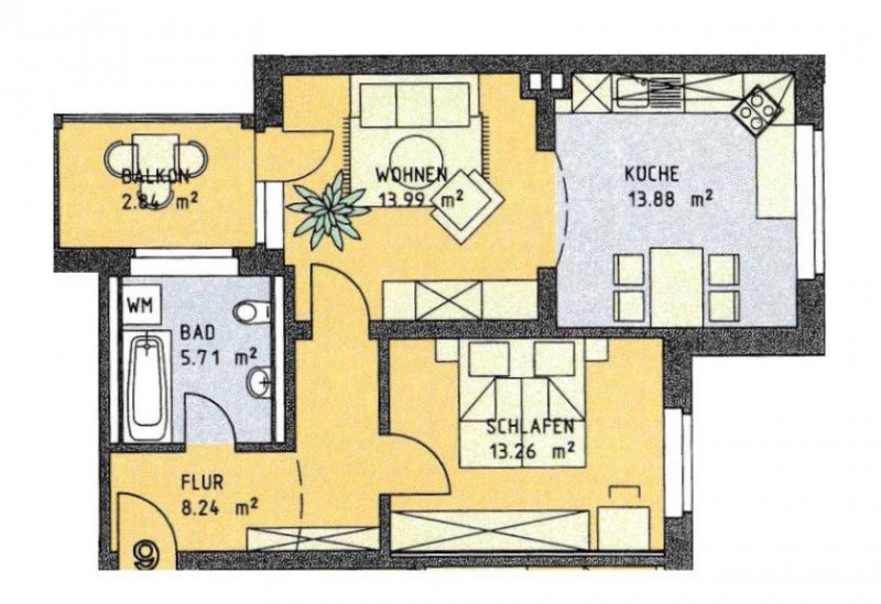 Zwickau Vermietete 2-Raumwohnung mit Balkon in Zwickau! Wohnung kaufen