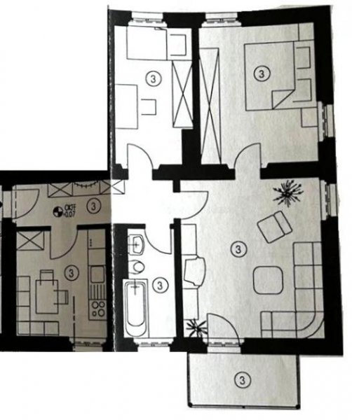 Zwickau Vermietete 3-Raumwohnung mit Balkon, Tageslichtbad u. Stellpl. in Zwickau! Wohnung kaufen