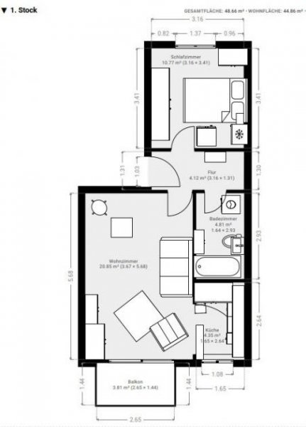 Zwickau 2-Raumwohnung mit Balkon und Stpl. in ruhiger Lage! Zwickau-Cainsdorf! Frei ab 1.10.26 Wohnung kaufen