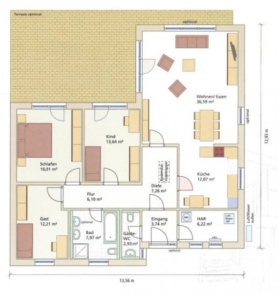 Heinsdorfergrund Schlüsselfertiger Bungalow mitten im Grünen! 125 m² Wfl., 701 m² Grdst., Terrasse, Bauträgerbindung Haus kaufen