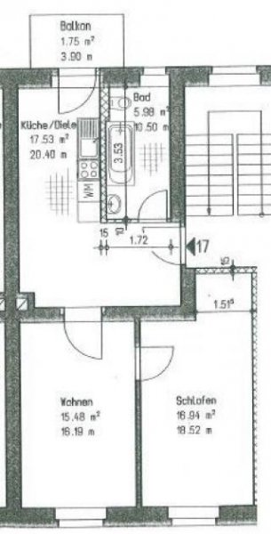 Chemnitz Große und vermietete 2-Zimmer mit Balkon, Wanne und Laminat in sehr guter Lage Gewerbe kaufen