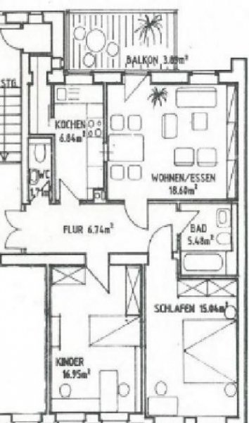 Chemnitz Günstige und vermietete 3-Zimmer mit Wanne, Stellplatz, Balkon und Laminat in guter Lage! Wohnung kaufen