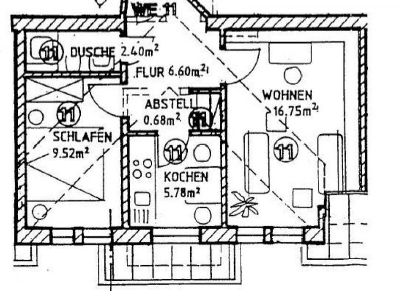 Chemnitz Gemütliche und vermietete DG 2-Zimmer mit Laminat und EBK in guter Lage Wohnung kaufen