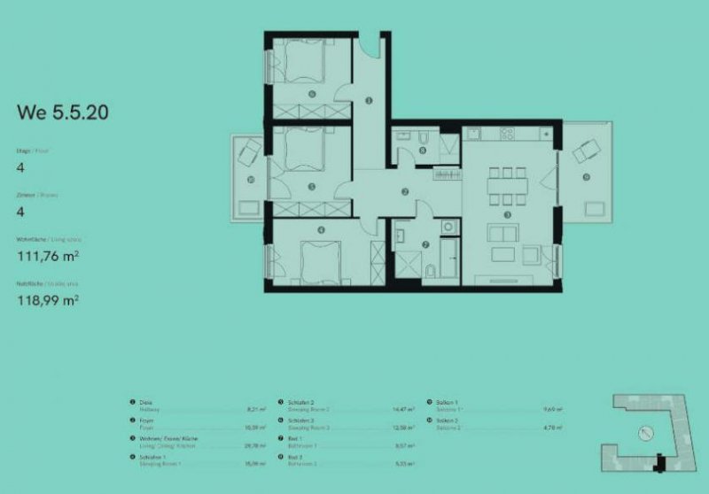 Berlin Prov.-frei: 4-Zimmer-Wohnung mit 2-Balkone Wohnung kaufen