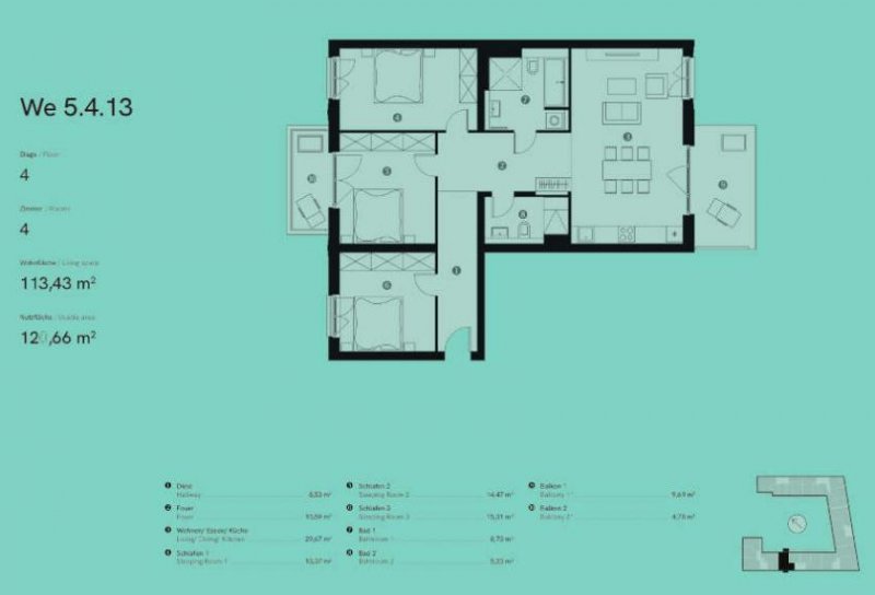 Berlin Prov.-frei: 4-Zimmer-Wohnung mit 2-Balkone Wohnung kaufen