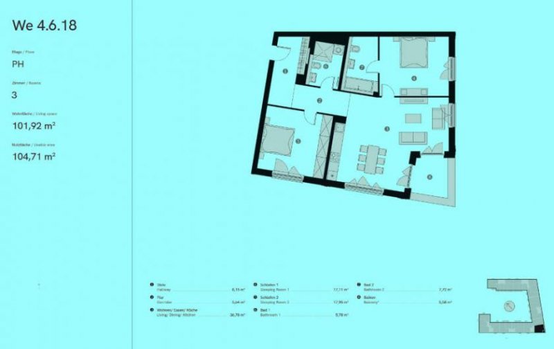 Berlin Prov.-frei: 4-Zimmer-Wohnung mit 2-Balkone Wohnung kaufen